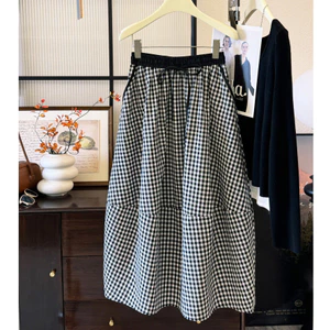 Năm nay Phổ Biến Đẹp Muối Phong Cách Mặc Nhẹ Trưởng Thành Retro Kẻ Sọc Bud Váy Vải Lanh Cotton Váy Cocoon Thường Ngày26061705