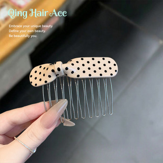 Chấm Bi Nơ Bên Trên Lược Kẹp Tóc Nữ Acetate Bên Nổ Kẹp Tóc Cao Cấp Đầu Lưng Lược Tóc