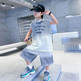 Bộ đồ bé trai thể thao năng động - Áo sát nách loang màu phối quần short rộng thoáng mát mùa hè