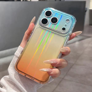 Ốp Điện Thoại Camera Gradient Aurora Cho iPhone 17 Pro Max 16 15 Pro Max Vỏ Bảo Vệ Chống Sốc