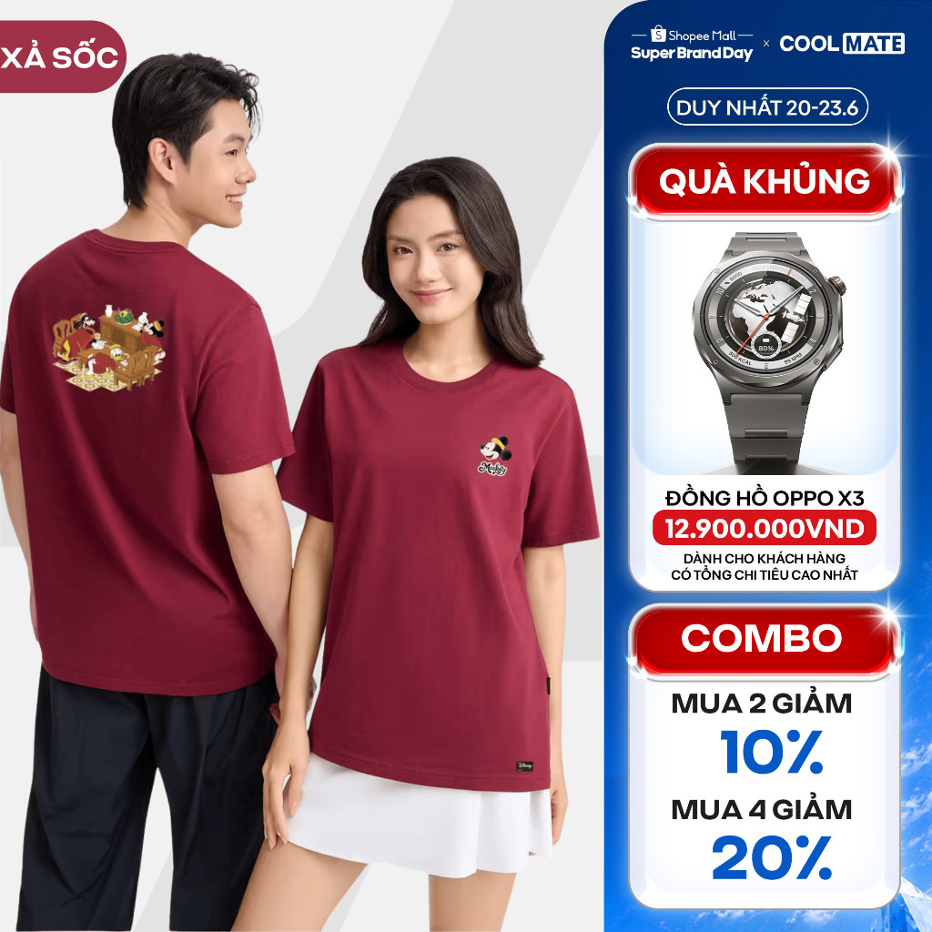 [MUA 4 GIẢM 20%][BST 2026]Áo thun nam nữ cotton 100% 220gsm IN Mickey Dọn nhà đón Tết Áo đôi Coolmate