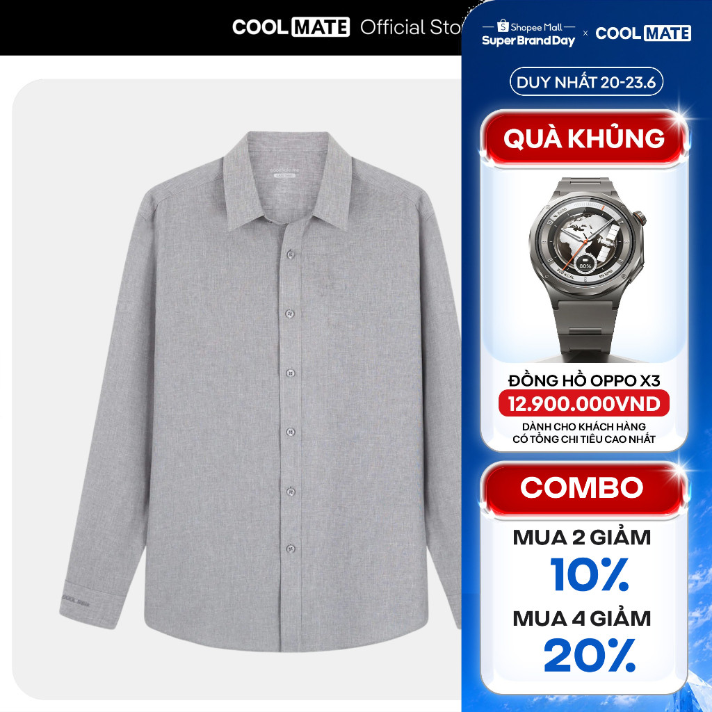 [MUA 4 GIẢM 20%]Áo SƠ MI nam dài tay CaféDriS khử mùi hiệu quả, chống UV, áo đi làm đi chơi dạo phố  Coolmate