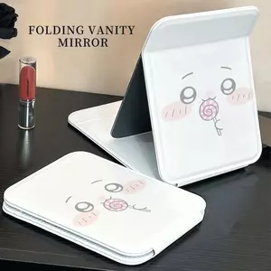 Gương gấp mini họa tiết mặt bé ăn kẹo hồng siêu cute gương makeup