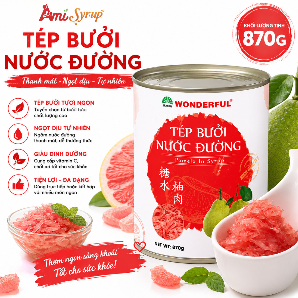 Tép Bưởi Nước Đường Wonderful -Hộp 870g, Tươi Ngon Làm Thức Uống Giải Nhiệt Mùa Hè