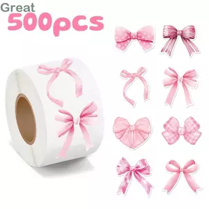 TUYỆT VỜI 500 Cái / Cuộn Nơ Con Dấu Dán, Dính Văn Phòng Phẩm Miếng Dán Hộp Quà Tặng, Hoạt Hình Dễ Thương Nơ Miếng Dán Bao Bì Trang Trí