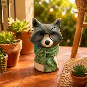 Raccoon Planter Sinh Vật Thiết Kế Trang Trí Raccoon Nồi Handmade Nhựa Trồng Cây Vẽ Tay Trang Trí Nhà Đa Năng