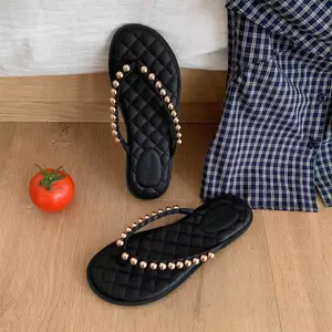 TT Tính Khí Kim Loại Bóng Flip-Flops Nữ Mùa Hè Hình Thoi Giày Dép Dép Tất Cả Trận Đấu San