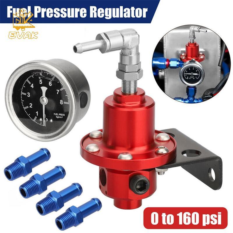 Bộ điều chỉnh áp suất nhiên liệu nhôm đa năng Alittlesetrtu có đồng hồ đo 60-100psi VN