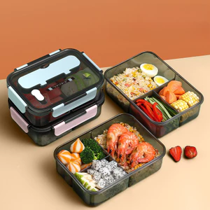 Hộp cơm trưa dung tích lớn, phiên bản Hàn Quốc, ngăn, kín, hình chữ nhật, có thể dùng được trong lò vi sóng