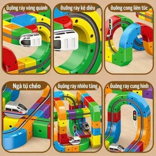 【BabyJoy】Bộ Đồ Chơi Xếp Hình Đường Ray Xe Lửa, ABS Không BPA, Phát Triển Trí Não, Quà Tặng Cho Trẻ