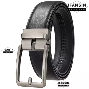 Thắt lưng quần jean nam IFANSIN, có thể điều chỉnh khóa kim loại Click Thắt lưng da, Dây đeo thắt lưng da bò giải trí cổ điển dành cho nam giới