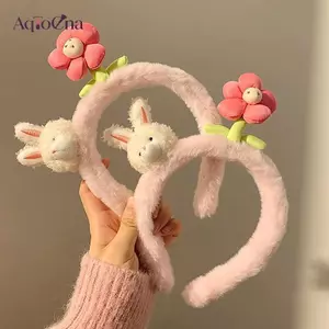 AqToCna 1 Dây Buộc Tóc Thỏ Dễ Thương Hoa Hồng Sang Trọng Tóc Vòng Xu Hướng Nữ Đầu Vòng Ngọt Ngào Tóc Phụ Kiện Dành Cho Nữ AqToCna