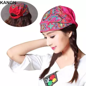 Mũ Turban KANGN, Thêu Hoa Dân Tộc Bandanas, Thời Trang Thoáng Khí Phong Cách Mexico Vintage Tóc Mũ Dành Cho Nữ