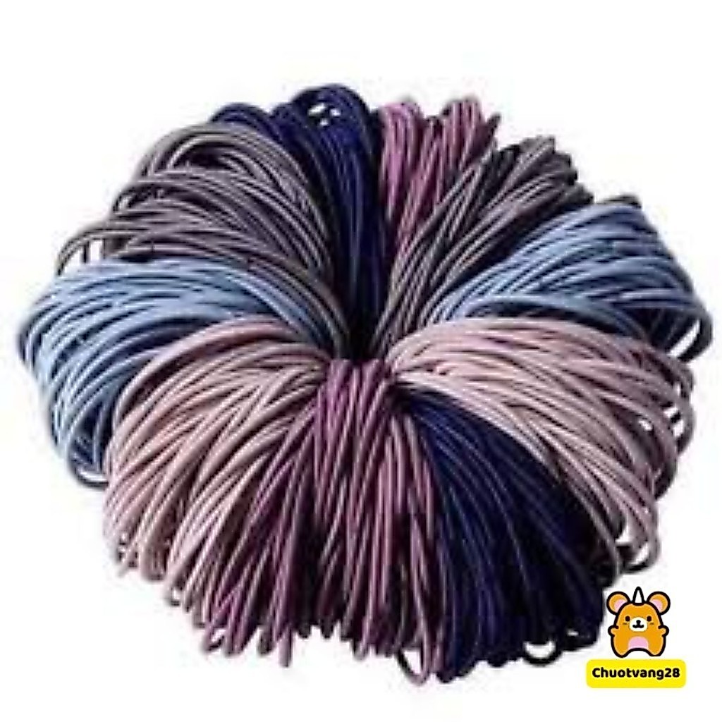 Set 100 Dây Chun Buộc Tóc Trơn Dựng Túi Zip Mix Màu