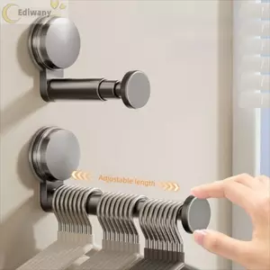 Giá lưu trữ móc treo EDIWANY, Giá gấp có thể điều chỉnh độ dài có thể thu vào, Kệ treo tường chất lượng Lắp đặt cốc hút Hộp đựng móc treo không khoan tại nhà