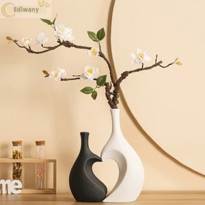 EDIWANY Một Bộ Bình Hình Không Đều, Bình Gốm Cao Cấp Màu Trơn, Trang Trí Máy Tính Để Bàn Bình Trồng Nước Hình Trái Tim Thanh Lịch