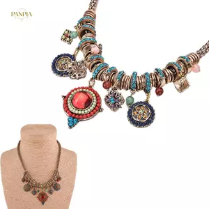 PNPIA- Mới Gypsy Dân Tộc Bộ Lạc Thổ Nhĩ Kỳ Boho Dây Xích Bid Nelace sel Mặt Dây Chuyền Viền