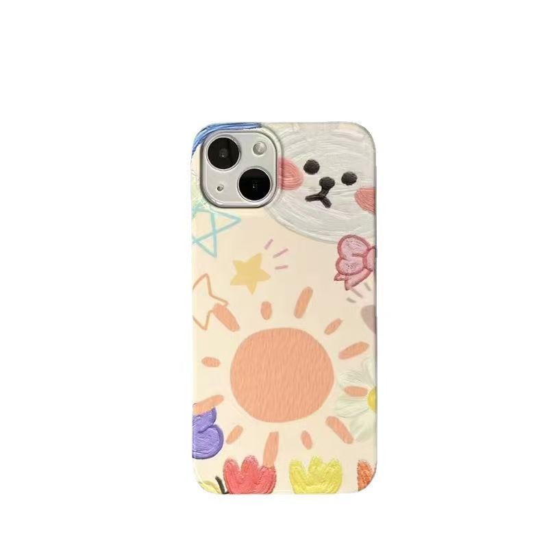 Ốp Điện Thoại Mặt Trời Graffiti Trẻ Em Thích Hợp Cho IPhone 7 8 PLUS 11 12 PRO 13 14 15 ProMax 16 E 17 AIR XR XSMAX YIJS Phim Vỏ Cứng Dễ Thương