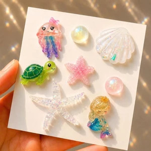 Set Charm Resin Nàng Tiên Cá Đại Dương Lấp Lánh