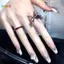 < Honeyba > Nhẫn Bướm Màu Đỏ Punk Vintage Ánh Sáng Sang Trọng Mở Nhẫn Ngón Tay Có Thể Điều Chỉnh Phong Cách Pháp Cá Tính Dự Tiệc Món Quà Trang Sức Đẹp