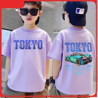 Áo thun bé trai, bé gái in hình xe thể thao xanh mát mẻ hợp thời trang, áo cotton mềm mại thoải mái