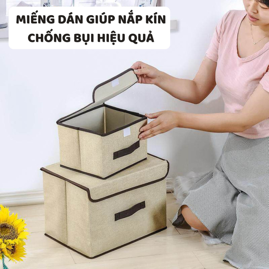 Hộp Vải Đựng Đồ Đa Năng Có Nắp ENODA HOME, Thùng Đựng Quần Áo Gấp Gọn Bằng Vải Cứng Cáp HV005