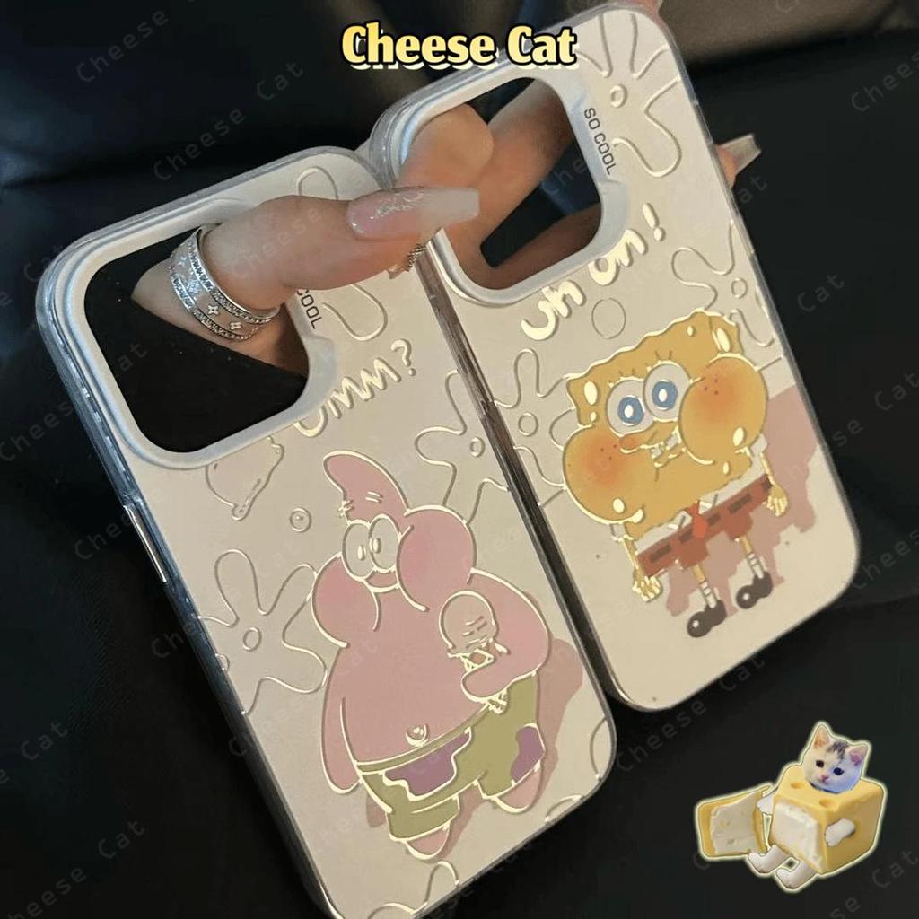 Miếng bọt biển sao biển hoạt hình dễ thương cho iPhone 13 14 15 12 11 16 17 Pro Max Xs Max XR 7 8 Plus Vỏ bảo vệ cứng