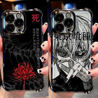 Anime Nhật Bản Kaneki Ken Ốp Lưng Điện Thoại iPhone 16 15 14 17 Pro Max Plus 17 Air 16E Mạ Túi Khí Hoạt Hình Sang Trọng Silicon Trong Suốt