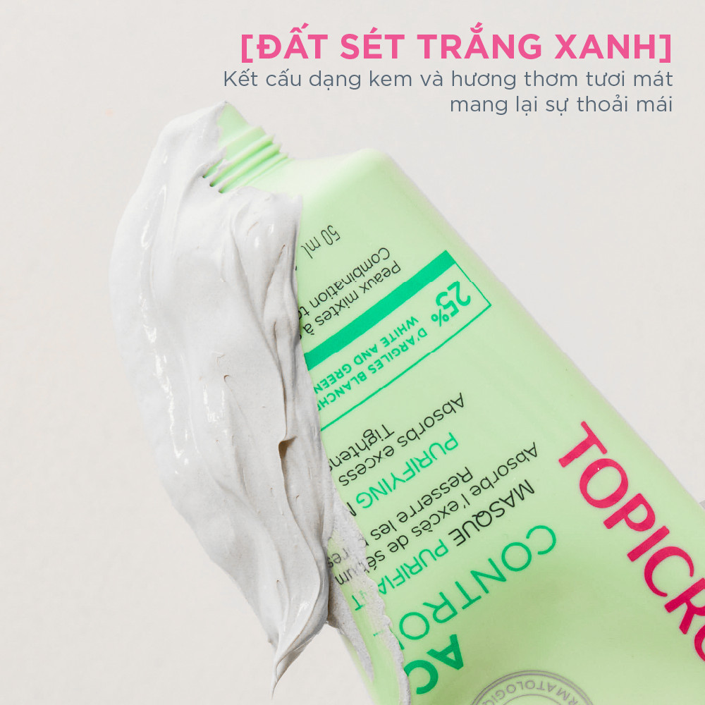 Mặt nạ giúp hấp thụ bã nhờn dư thừa và se khít lỗ chân lông TOPICREM AC CONTROL PURIFYING MASK 50ml