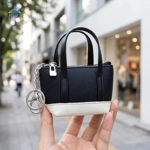 Ví đựng tiền xu Mini bằng da dành cho nữ Túi đựng chìa khóa màu sắc tương phản và son môi