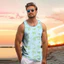 Mùa hè 3D Lá Nhiệt Đới Xe Tăng Top Dành Cho Nam Cây Dừa In Đồ Họa, Bông Tai Kẹp Dạo Phố Áo Vest Thoáng Mát