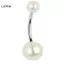 LUImo 4 14G Bụng Nút Nhẫn Ngọc Trai Pha Lê Hai Quả Bóng Rốn Xuyên Cơ Thể Trang Sức SBS