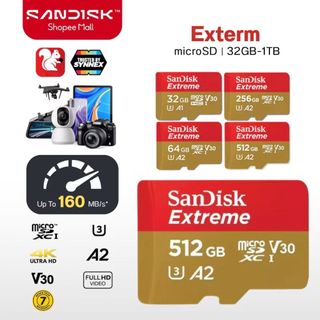 Thẻ SD SanDisk Extreme - Đọc 160MB/s, V90 U3 cho Ghi hình Camera Hành Trình