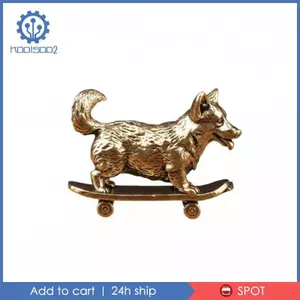 Corgi trên Ván Trượt Trang Trí Thủ Công Trượt Ván Chó Tượng Phong Cách Vintage Thu Nhỏ Chiêm Tinh Chó Cho Bàn Làm Việc Văn Phòng