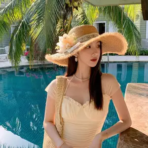 🔥có hàng sẵn🔥sành điệu dễ thương thời trang hè Pháp Ren Hoa Rơm Mũ Nữ Mùa Hè Đi Biển Kỳ Nghỉ Vành Lớn Mũ Chống Nắng Tất Cả Trận Đấu Chống Nắng Mũ Đi Biển