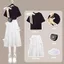 Preppy Phong Cách Phù Hợp Với Váy Nữ Sinh Viên Mùa Hè 2026 Phiên Bản Hàn Quốc Rời Tay Ngắn T + Siêu Cổ Tích Váy Trắng Bộ Đồ Hai Mảnh