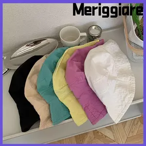 Mũ ngư dân MERIGGIARE, Mũ chống nắng màu trơn chống nắng, Mũ chậu bông thoáng khí thời trang dành cho nữ Cô gái