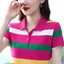 Áo thun ngắn tay sọc nữ, Áo polo ngắn tay phong cách thể thao mùa hè