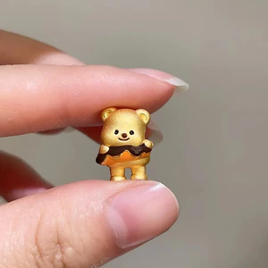 Bơ Gấu Chuyển Hạt Cát Vàng Màu Mạ 24k Nhỏ Đính Hạt Vòng Tay Tự Làm Phụ Kiện Bé Gái Trang Sức