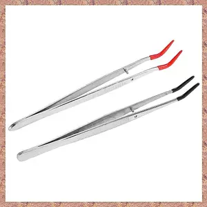 2 Nhíp Cong Bent Cao Su Đầu Nhíp Inox Thủ Công Nhíp Để Làm Đồ Trang Sức Phòng Thí Nghiệm (R F C V)