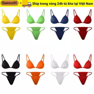 ESSENCEH Đồ bơi eo thấp đi biển Sling Backless Khóa kim loại Bộ Bikini gợi cảm
