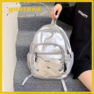 Ba lô đeo vai GUSTAVA, Túi đi học du lịch màu bạc dung tích lớn, Ba lô nhẹ chống thấm nước Nylon hợp thời trang dành cho nữ sinh viên đại học