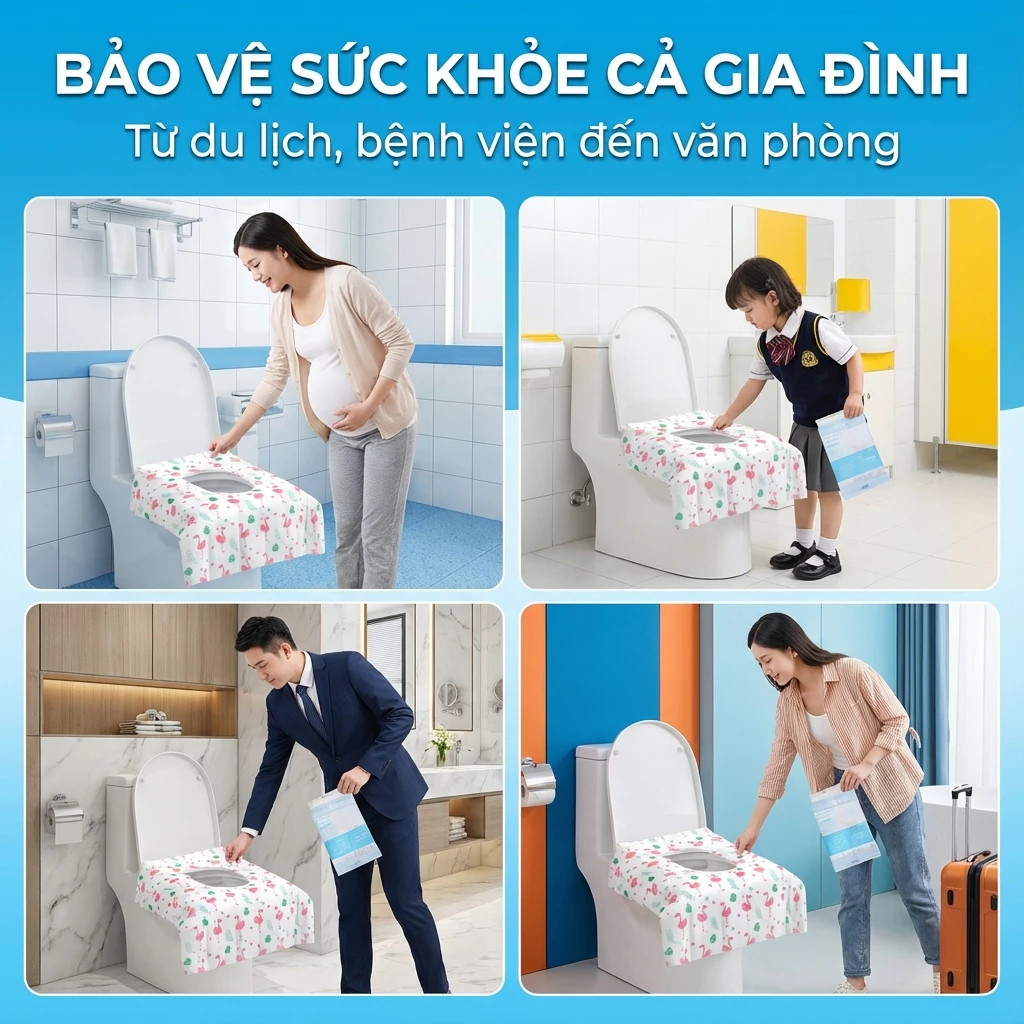 Set 10 Miếng Giấy Lót Bồn Cầu Dùng 1 Lần Tự Phân Hủy Chống Thấm Nước Dính Chắc Chắn Vô Trùng Sạch Sẽ HOMIE