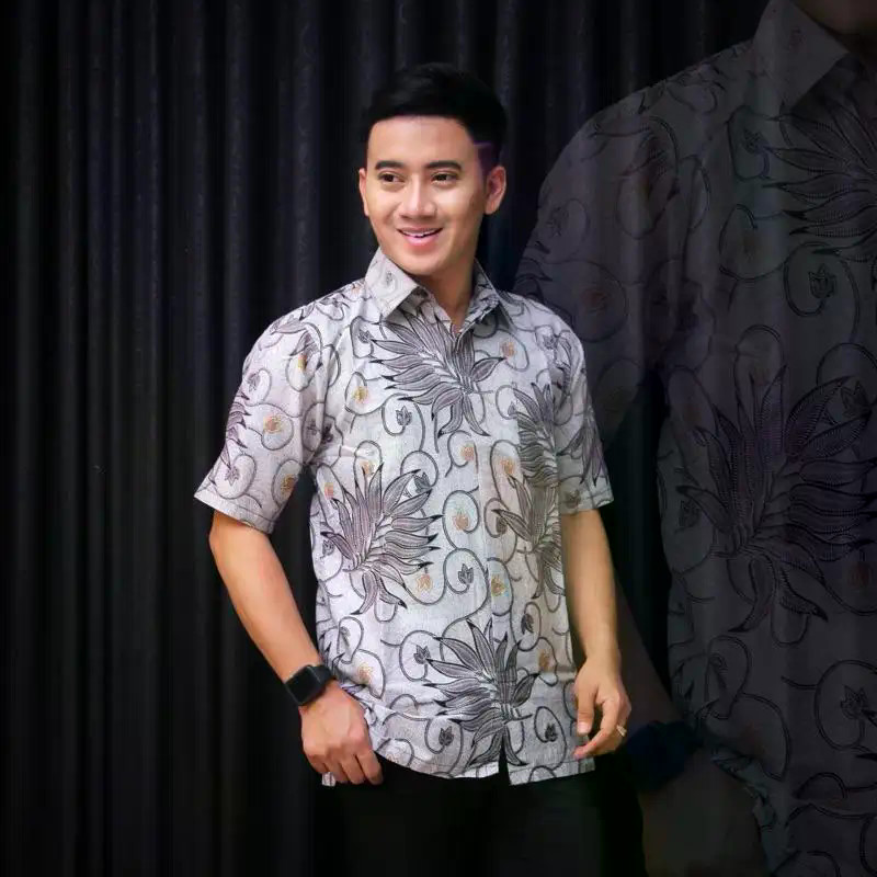 Áo sơ mi batik tay ngắn nam dành cho mùa hè 2025, phong cách thời trang Hồi Giáo từ Malaysia và Indonesia, size có sẵn.