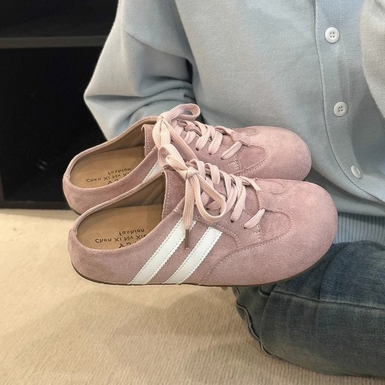 Mùa Hè Phong Cách Mới Phối Ren Bên Ngoài Mặc Thường Ngày Slip-On Lười Nửa Dép Thời Trang Retro Nhẹ Thoải Mái Mặc Bên Ngoài Hàng Ngày Đế Dày Giày Tập Luyện Đức Nhà Máy Giá Bán Buôn