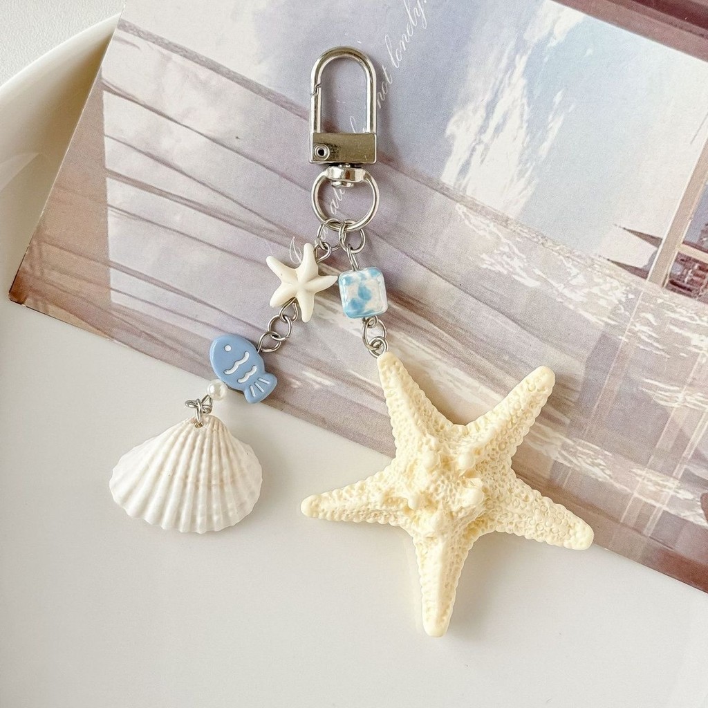 Cửa hàng bán chạy!!!Phụ kiện điện thoại di động [Ocean Series] Vỏ đại dương Sao biển Móc khóa Mặt dây chuyền túi đi học Mặt dây chuyền điện thoại di động Mặt dây chuyền phong cách đảo Điện thoại di động đa năng