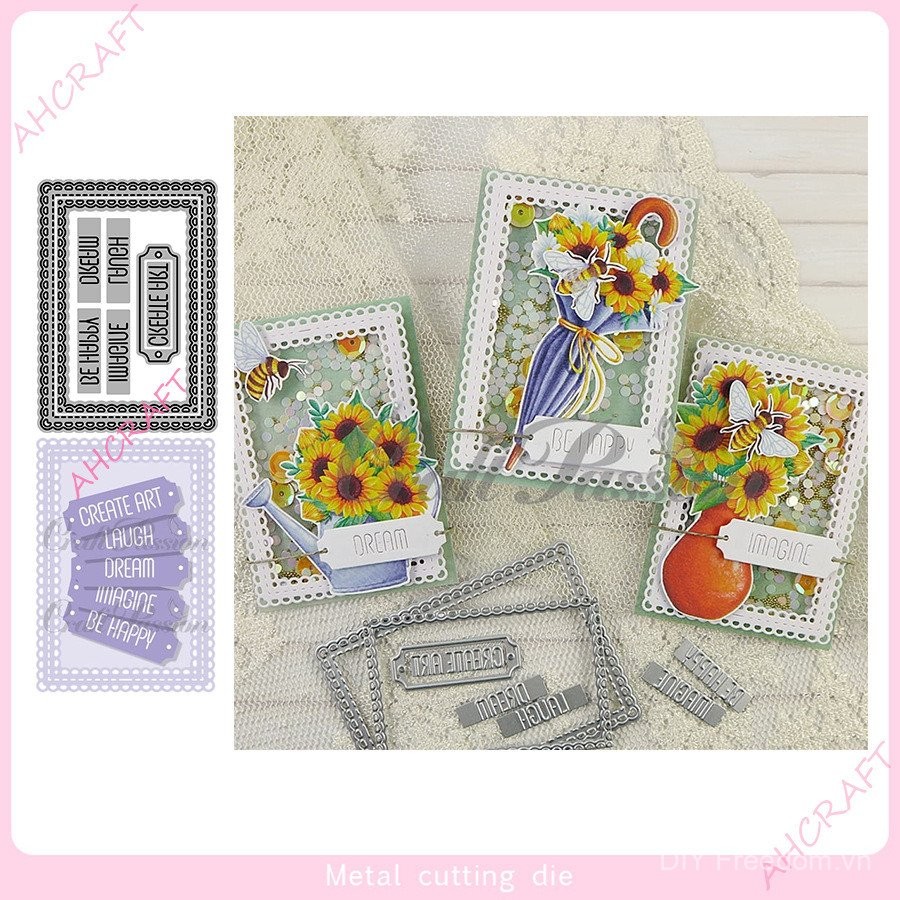 Khung Tem Kim Loại Thép Carbon Cắt Khuôn DIY Giấy Thủ Công Dập Nổi Khắc Mẫu Sổ Lưu Niệm Album Ảnh Thiệp Chúc Mừng Cắt Chết