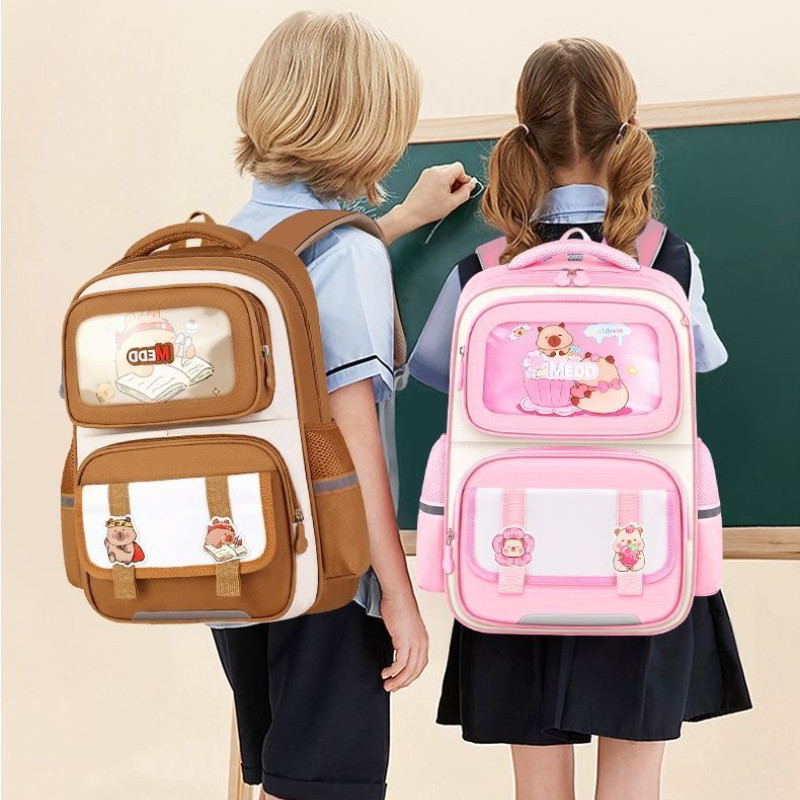 Balo Chống Gù Capybara Đáng Yêu, Đệm Lưng 3D Thoáng Khí, Dung Tích Lớn,Chống Nước, Cho Bé 5-15 Tuổi