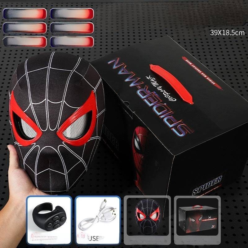Mũ trùm đầu người nhện với mặt nạ nhấp nháy và mắt di chuyển được - Phong cách anh hùng đặc biệt