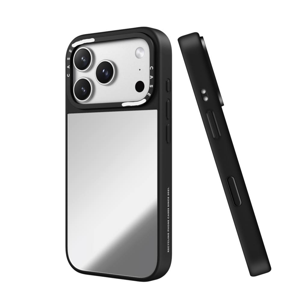 CASECASE X Black & Sliver Mirror Vỏ iPhone hút từ tính cho iPhone 17 16 15 14 13 12 Pro Max Plus Ốp lưng cứng có hộp khắc logo